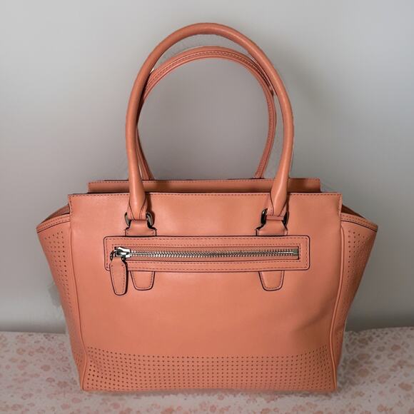 NWT Coach Legacy Perforated Leather Medium Candace Carryall 22390 Coral/Lt Sand - Picture 9 of 14